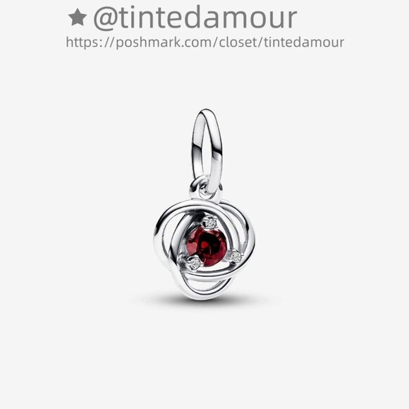Pandora January Red Eternity Circle Dangle Charm - Picture 1 of 2